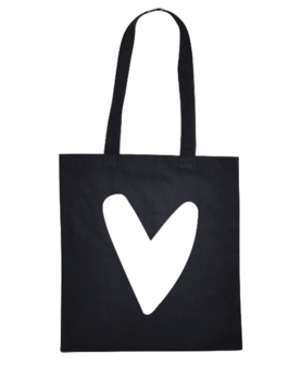 zwarte tas met wit hart