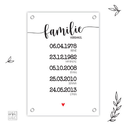 Tuindoek familie met naam