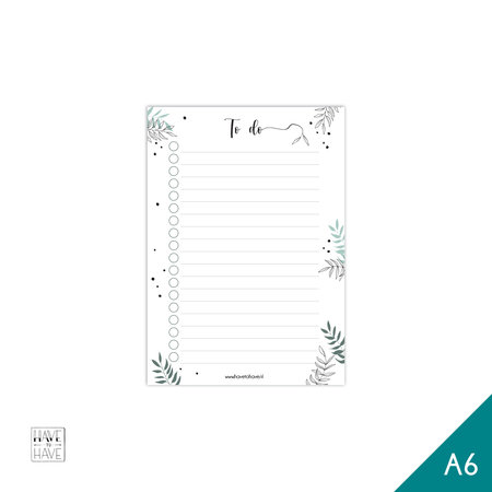 A6 Notitieblok - TO DO blad