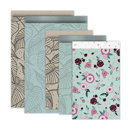 5x mix Cadeauzakjes natuur M en L