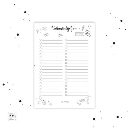 Printable - Vakantielijstje
