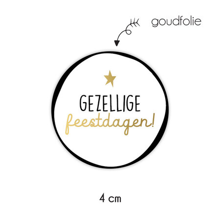 Sticker 4 cm - 10x gezellige feestdagen