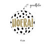 Sticker 4 cm - 10x Hoera goud met stip
